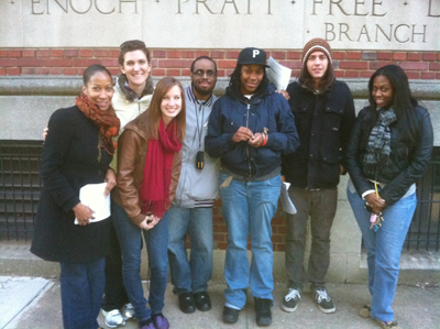 Professro Garcia's students on a geocaching trip through historical sites related to various racial and ethnic groups who settled in and around East Baltimore and Southeast Baltimore County.